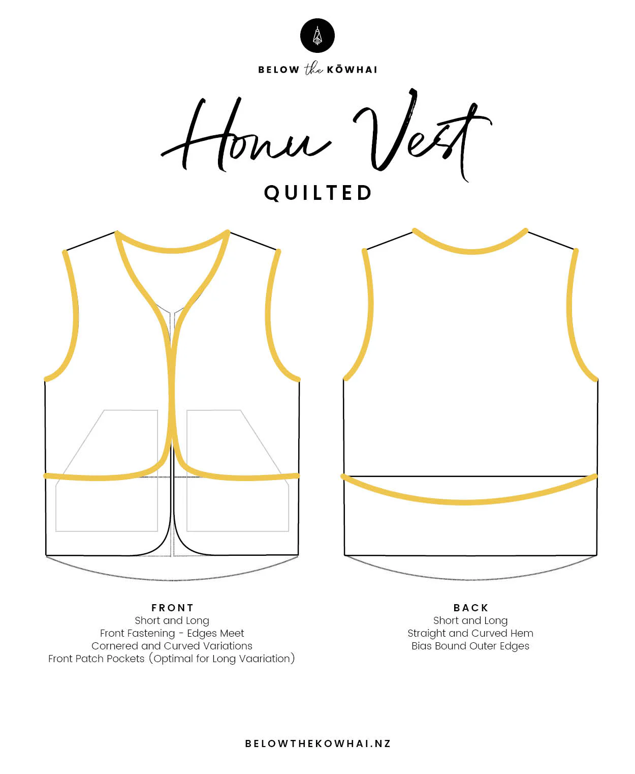 Below the Kōwhai Honu Vest (Quilted) - Image 9