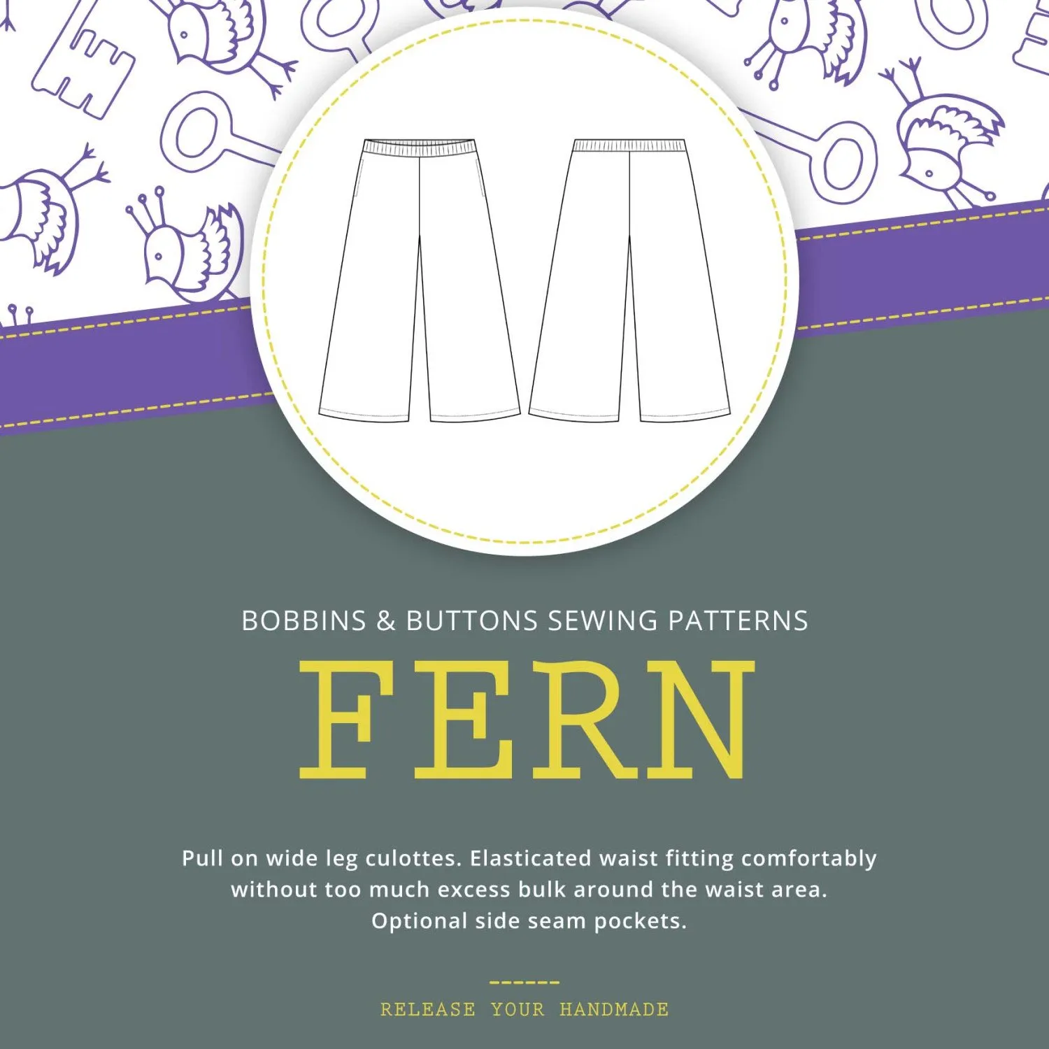 Bobbins and Buttons Fern Culottes - Image 4