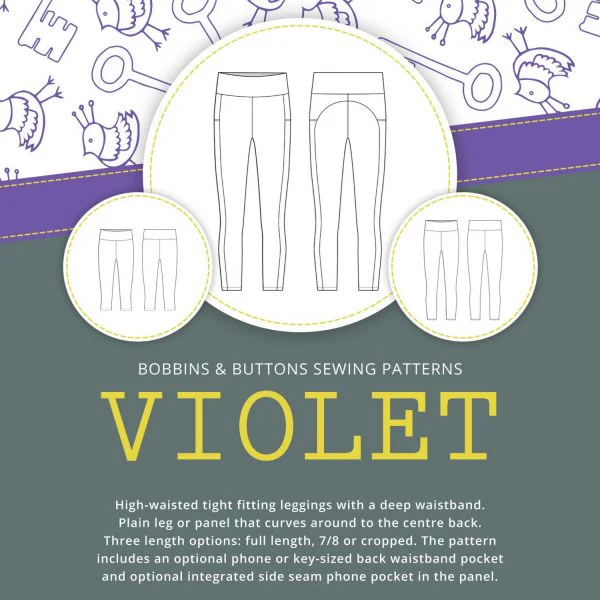 Bobbins and Buttons Violet Leggings - Image 7