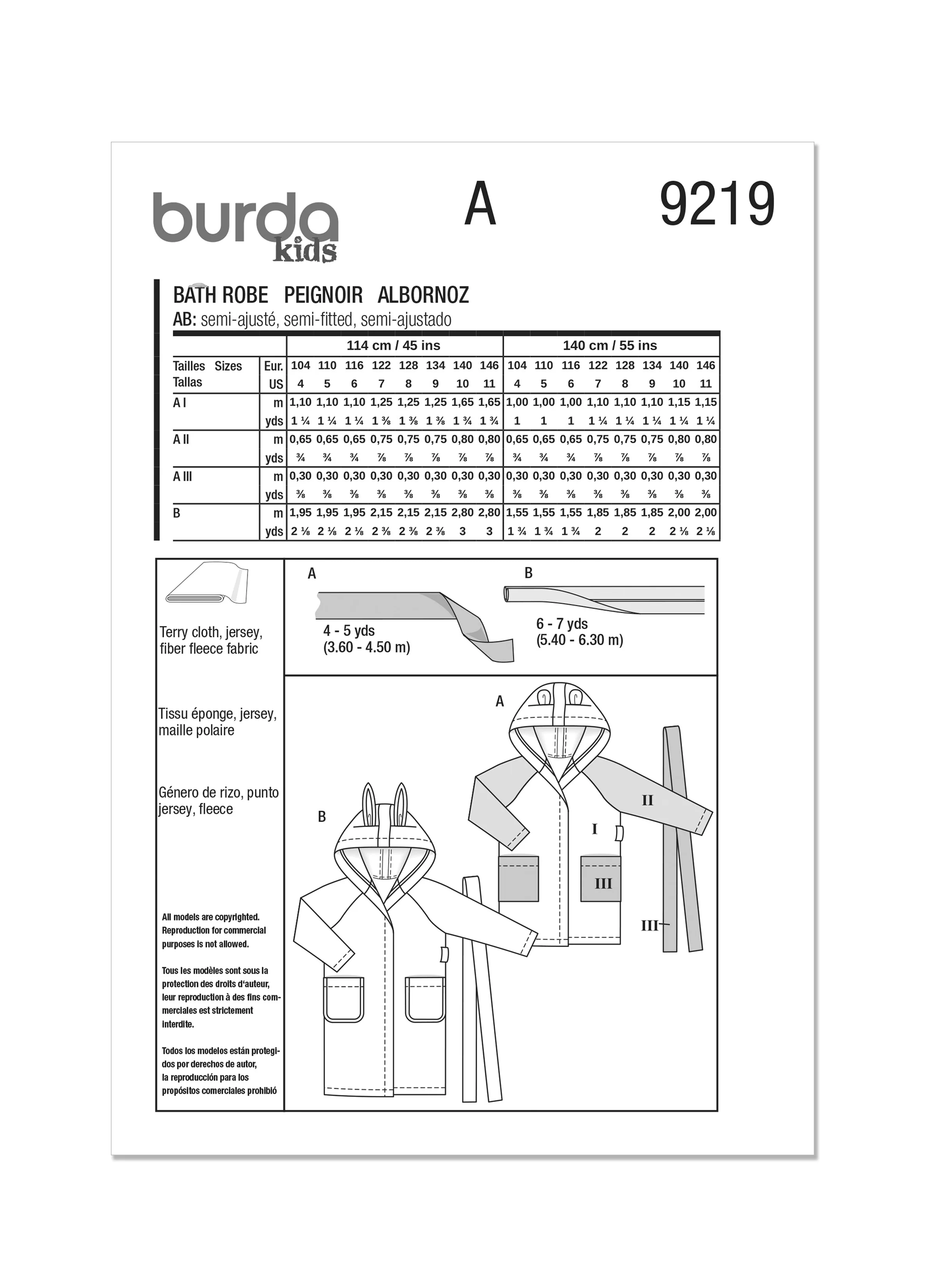 Burda Children's Bathrobe 9219 - Image 10