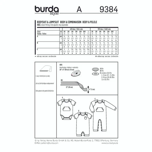 Burda Baby Bodysuit and Rompers 9384 - Image 6