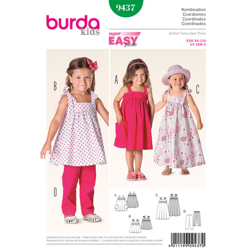 Burda Baby/Child Top, Dress and Trousers 9437 - Image 2