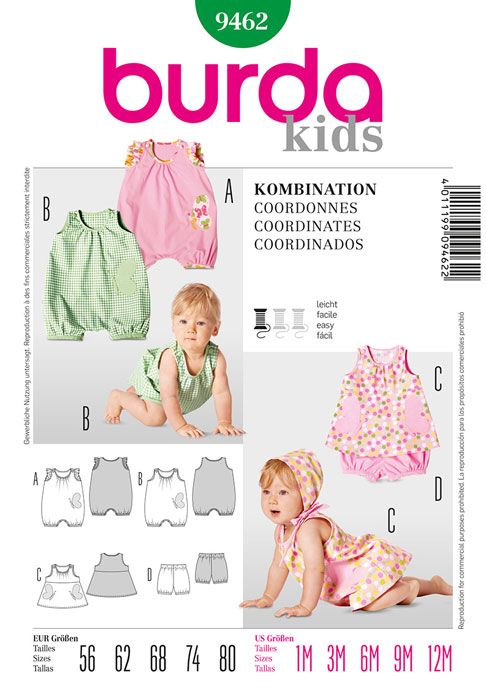 Burda Baby's Dress, Panties & Romper 9462 - Image 2