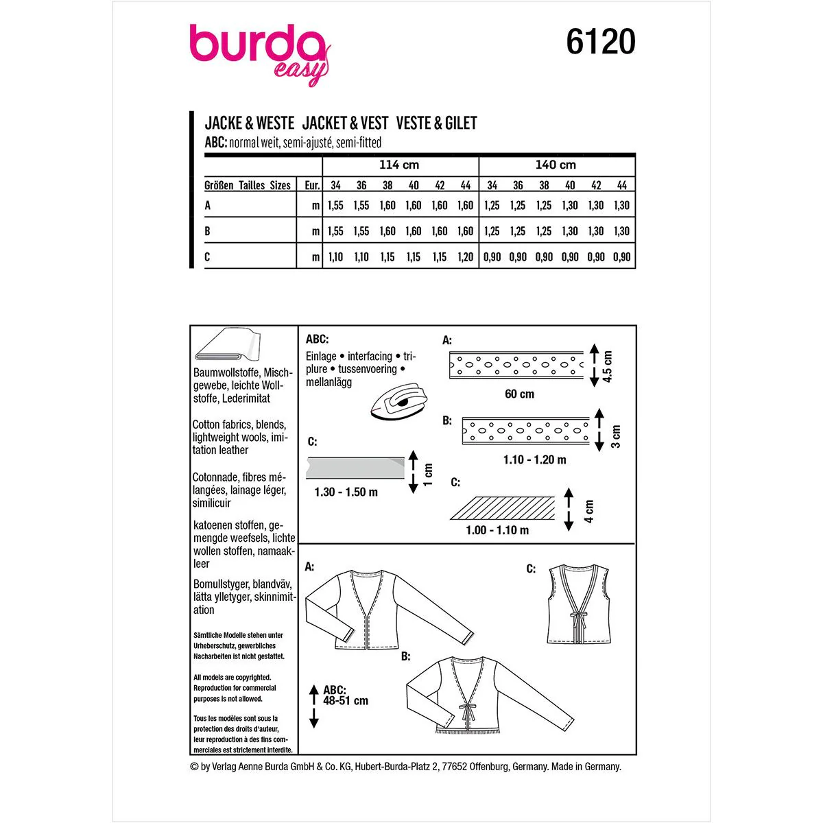 Burda Cardigan Jacket and Waistcoat 6120 - Image 9