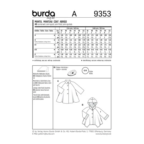 Burda Child Coat 9353 - Image 5