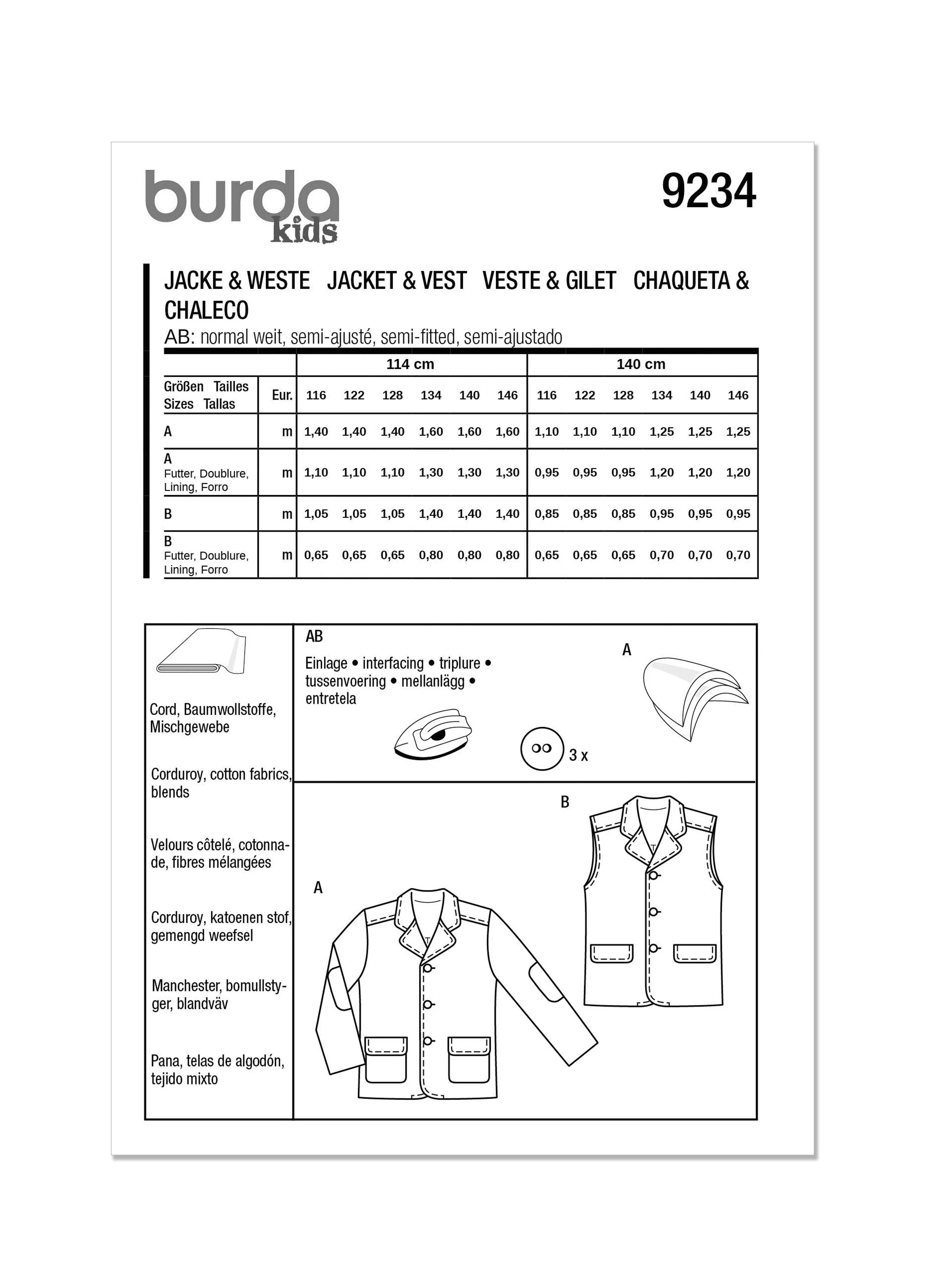 Burda Child Jacket & Waistcoat 9234 - Image 11