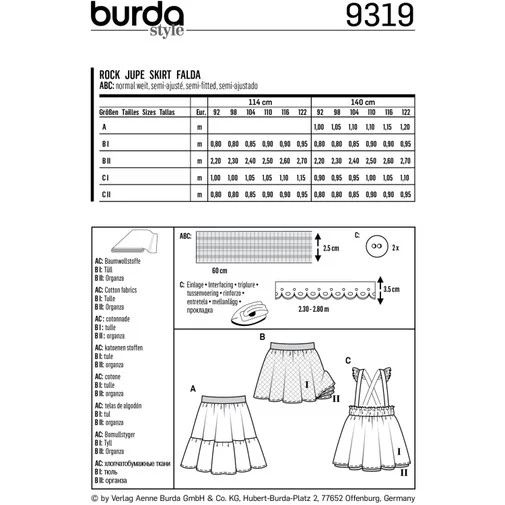 Burda Child Pinafore Skirts 9319 - Image 6