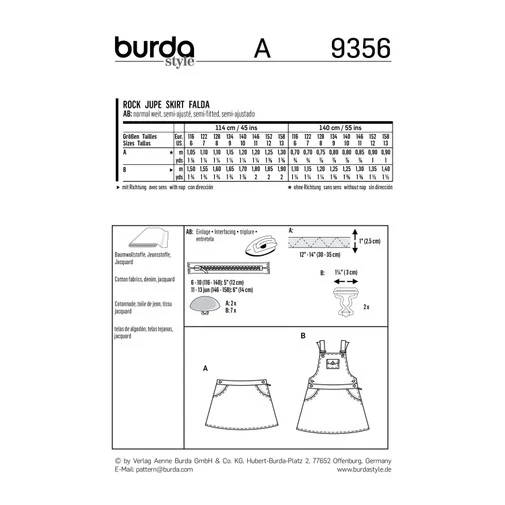 Burda Child/Teen Skirt and Pinafore 9356 - Image 5