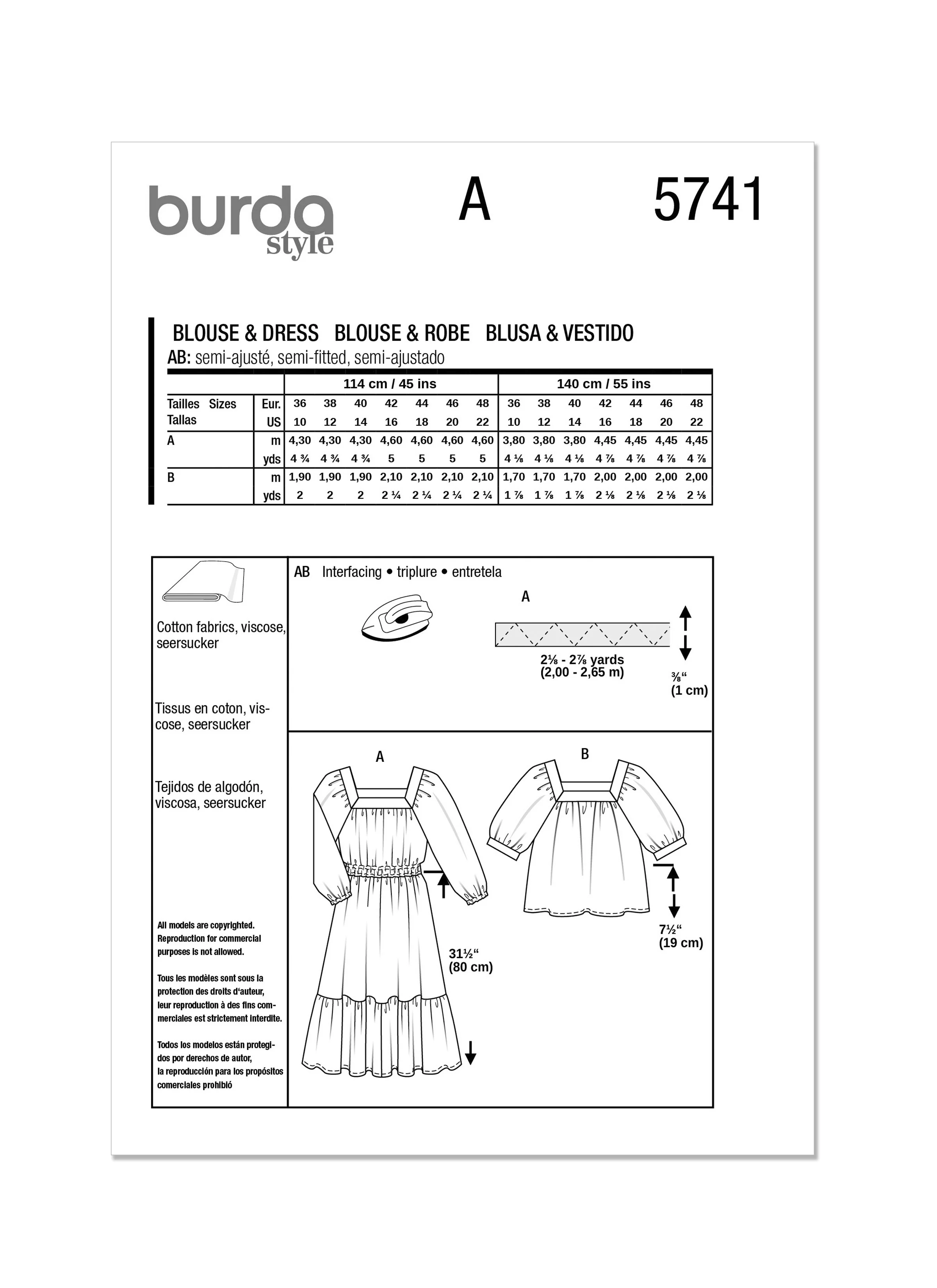 Burda 5741 Blouse and Dress - Image 10