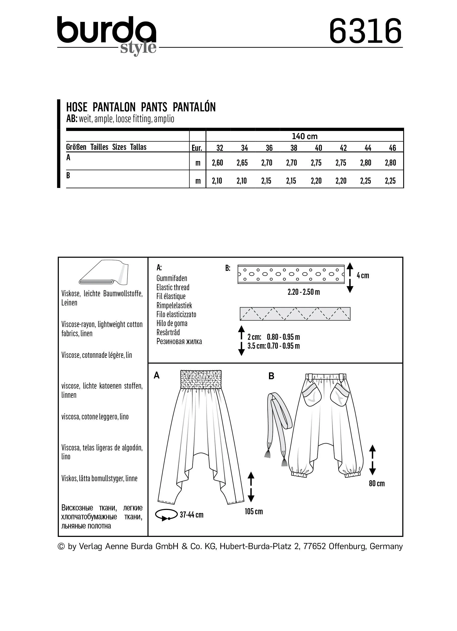 Burda Harem Pants 6316 - Image 5