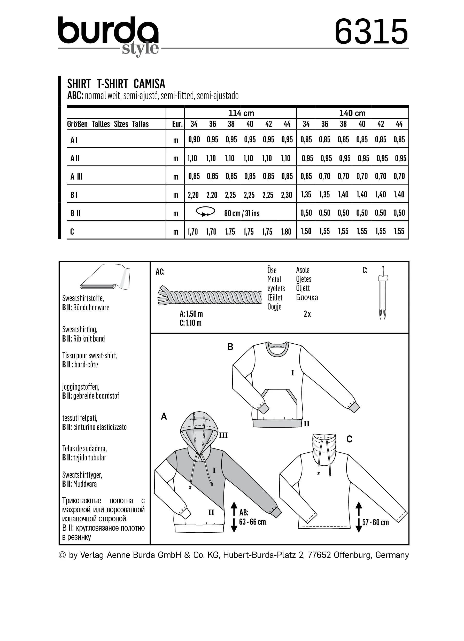 Burda Hoodie or Sweatshirt 6315 - Image 6