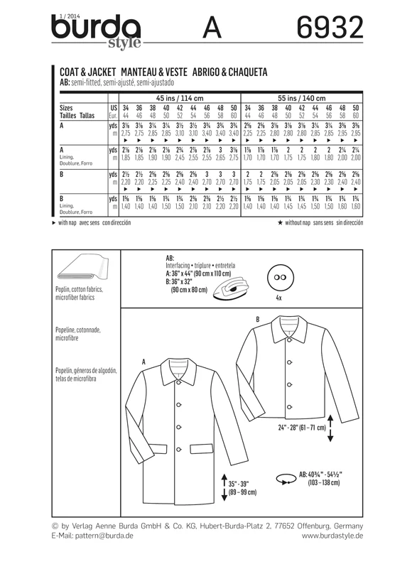 Burda Men's Coat and Jacket 6932 - Image 5