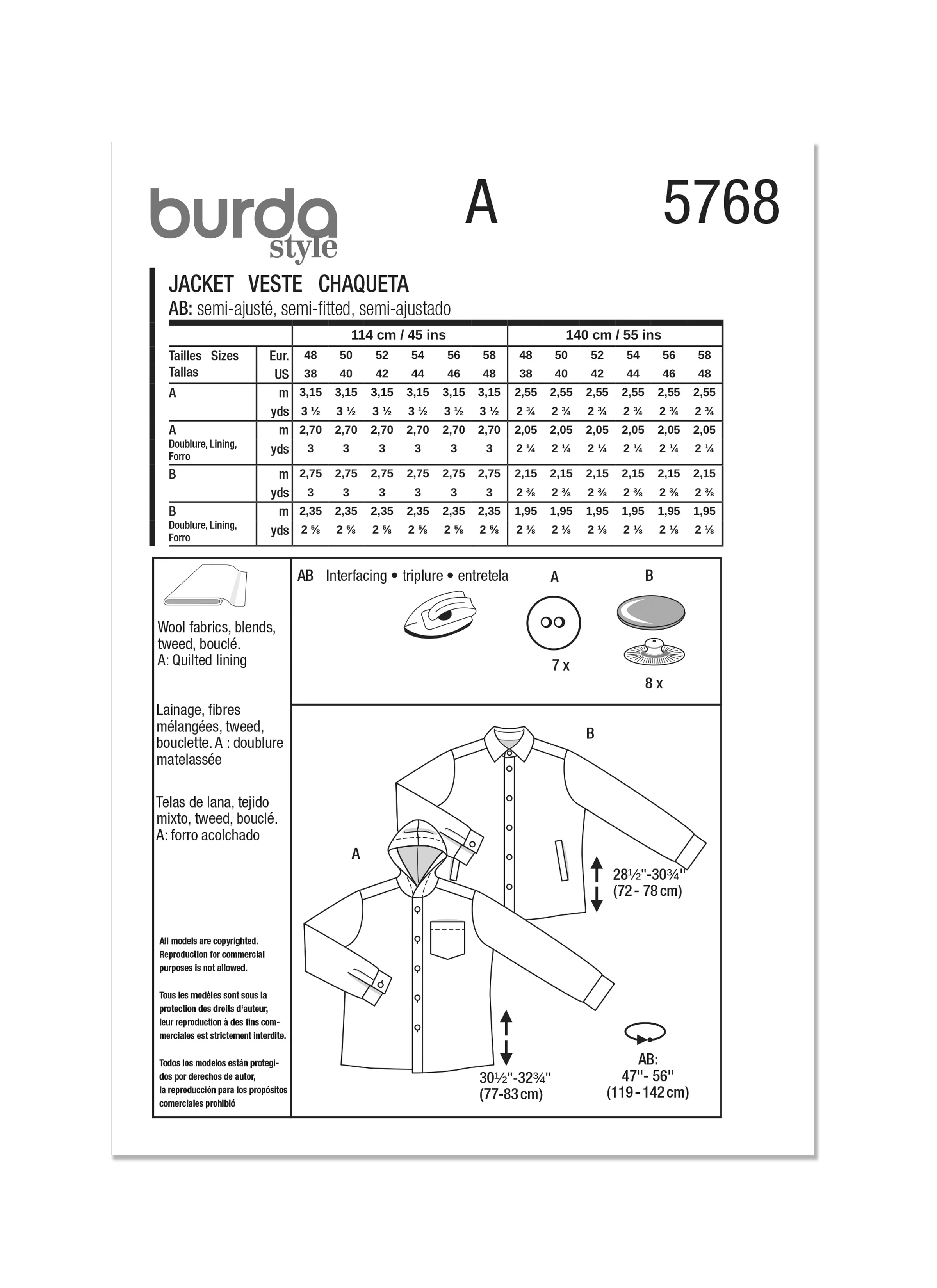 Burda Men's Jacket 5768 - Image 11