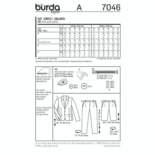 Burda Men's Suit 7046 - Image 6
