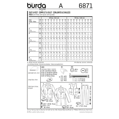 Burda Men's Suit and Waistcoat 6871 - Image 6