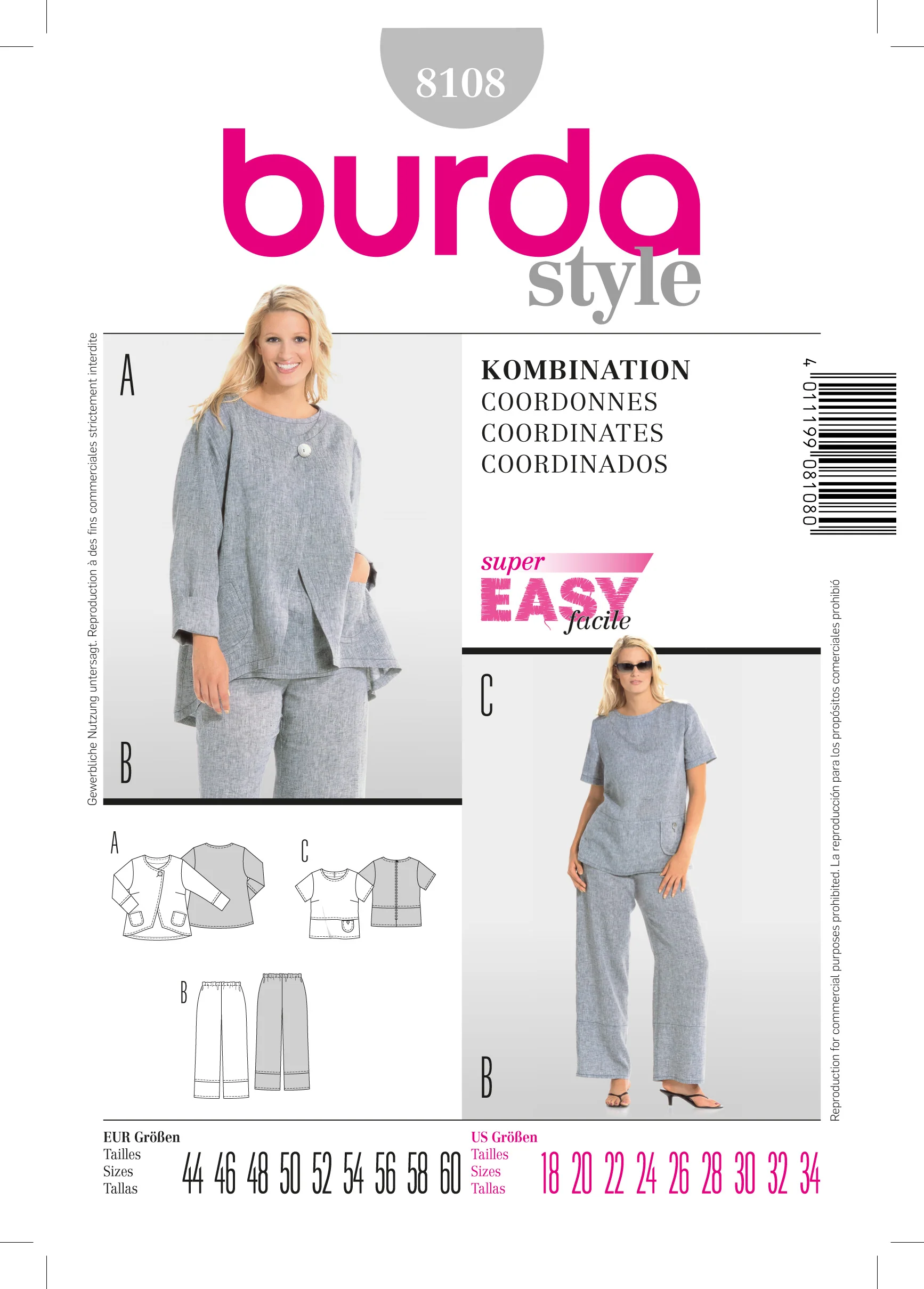 Burda Top, Trousers and Jacket 8108 - Image 2