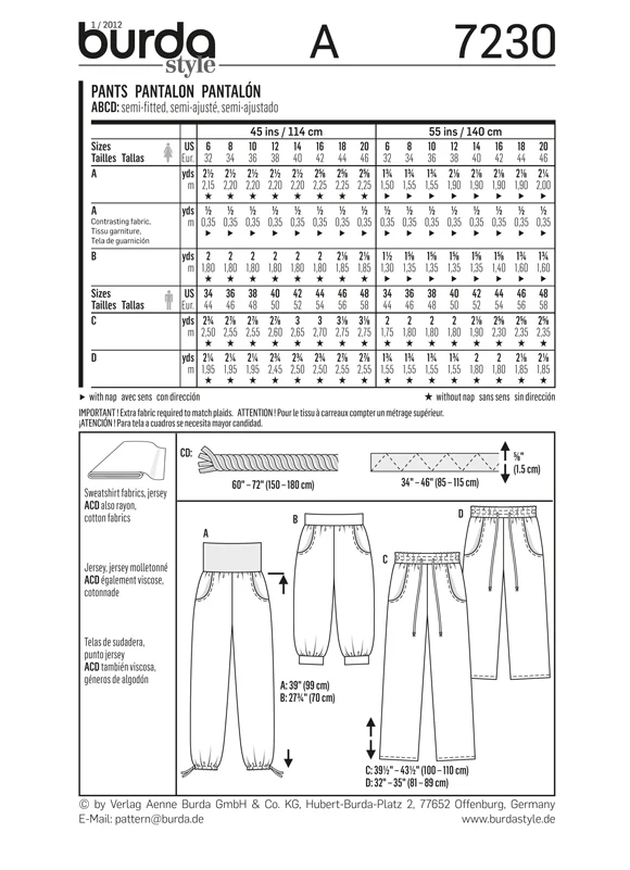 Burda Unisex Casual Trousers 7230 - Image 6
