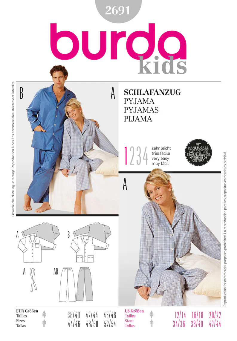 Burda Unisex Pyjamas 2691 - Image 2