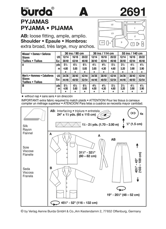 Burda Unisex Pyjamas 2691 - Image 3