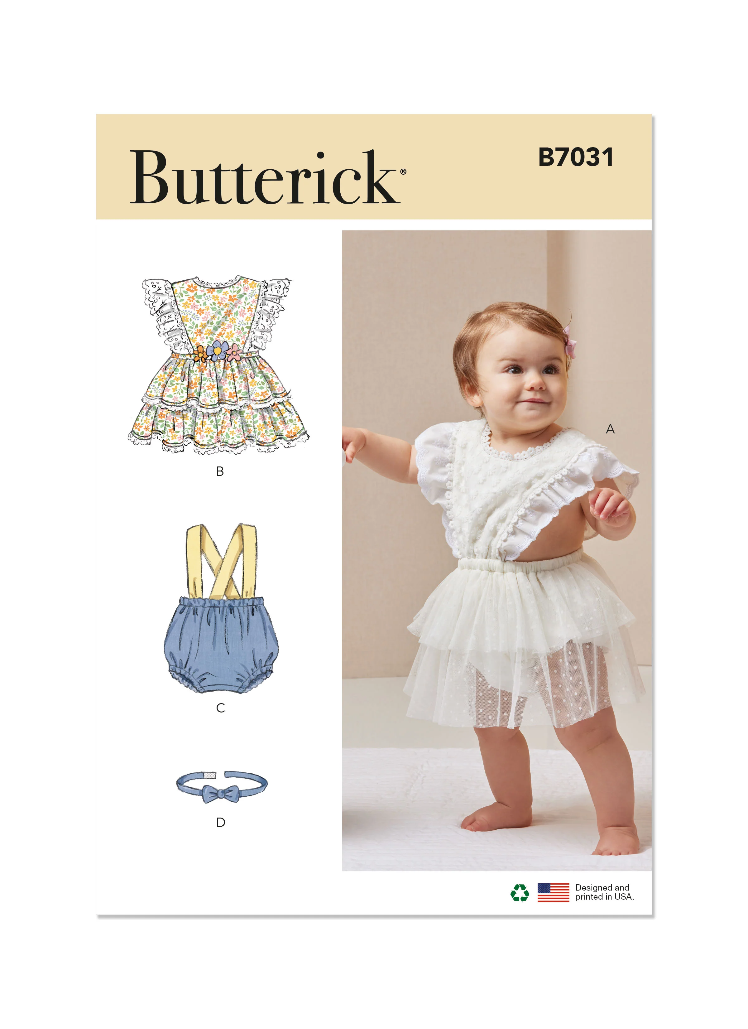 Butterick Babies' Rompers and Bow Tie B7031 - Image 2
