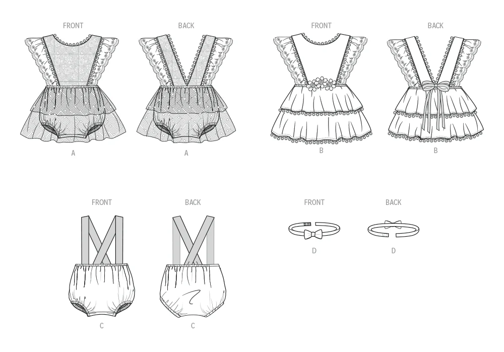 Butterick Babies' Rompers and Bow Tie B7031 - Image 6