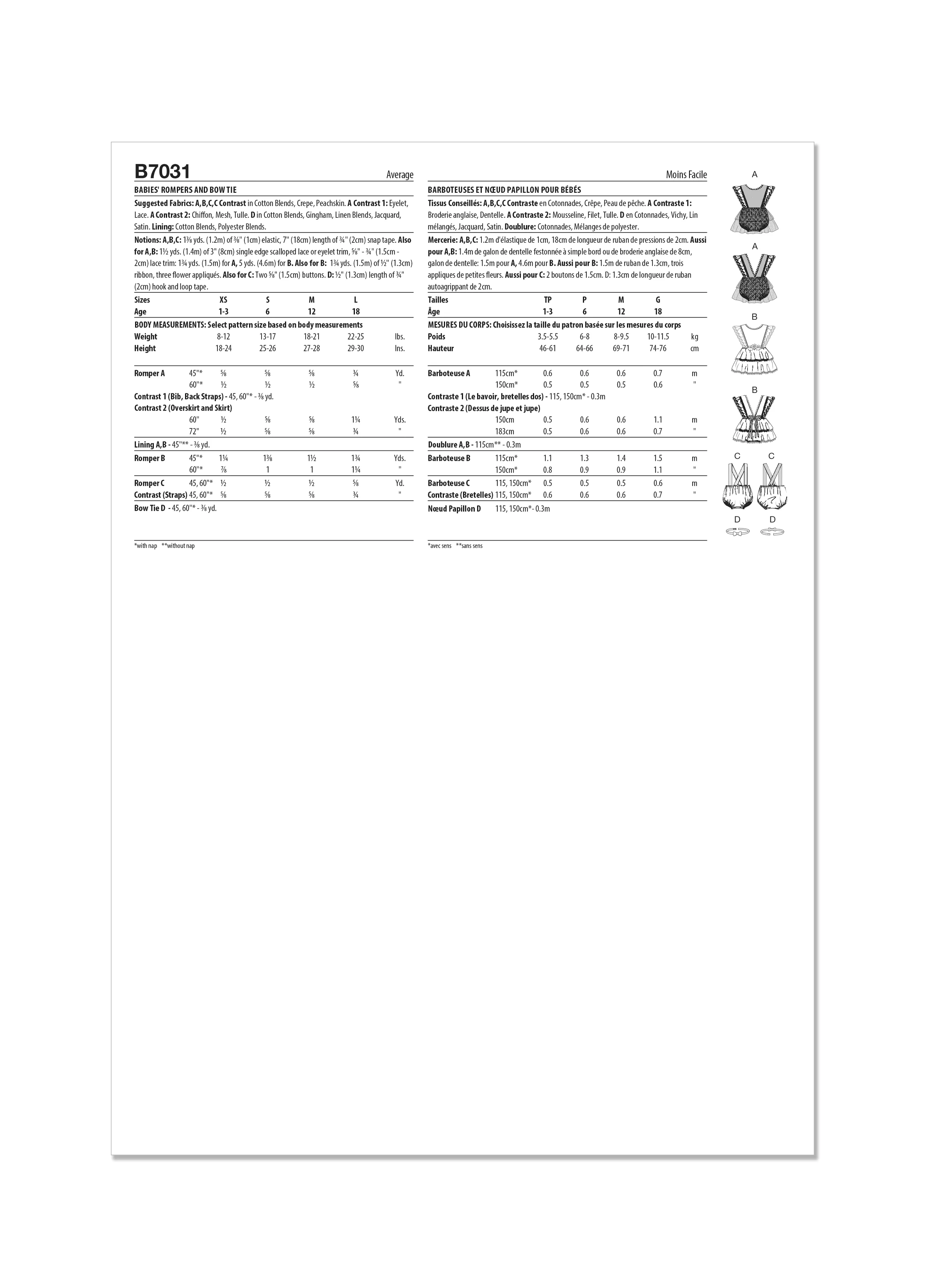 Butterick Babies' Rompers and Bow Tie B7031 - Image 7
