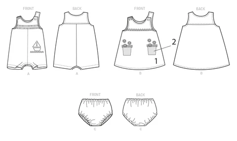Butterick Baby Overalls, Dress and Panties B6905 - Image 5