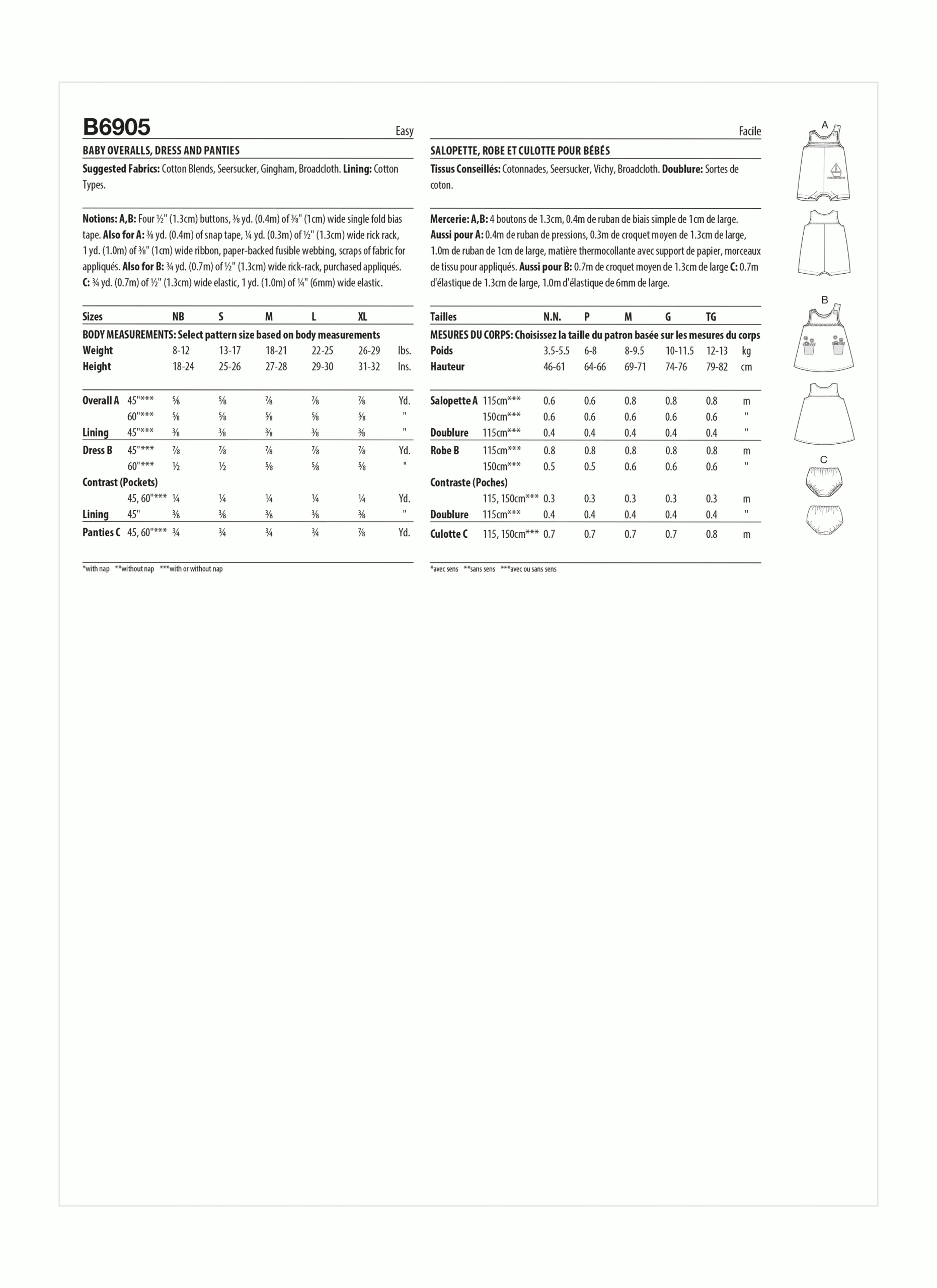 Butterick Baby Overalls, Dress and Panties B6905 - Image 6