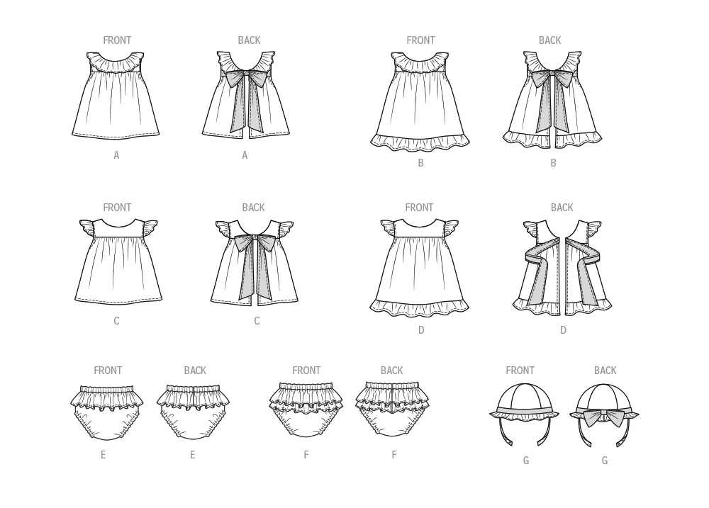 Butterick Baby Top, Panties, Hat B6935 - Image 11