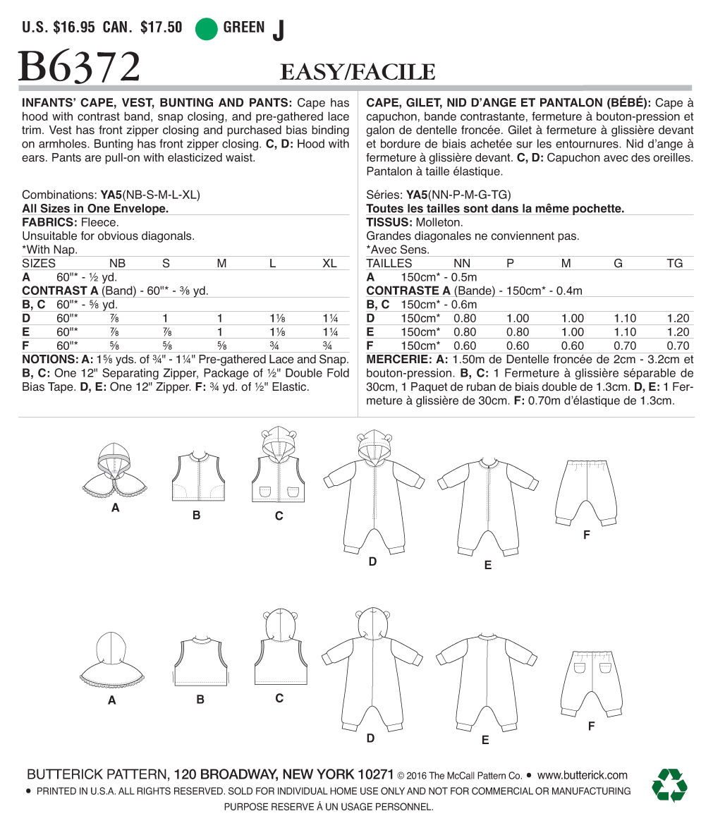 Butterick Baby's Outfit B6372 - Image 11