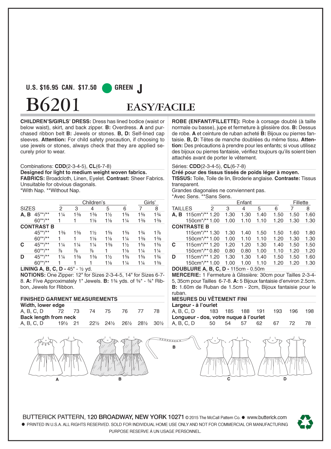 Butterick Children's Dress B6201 - Image 8