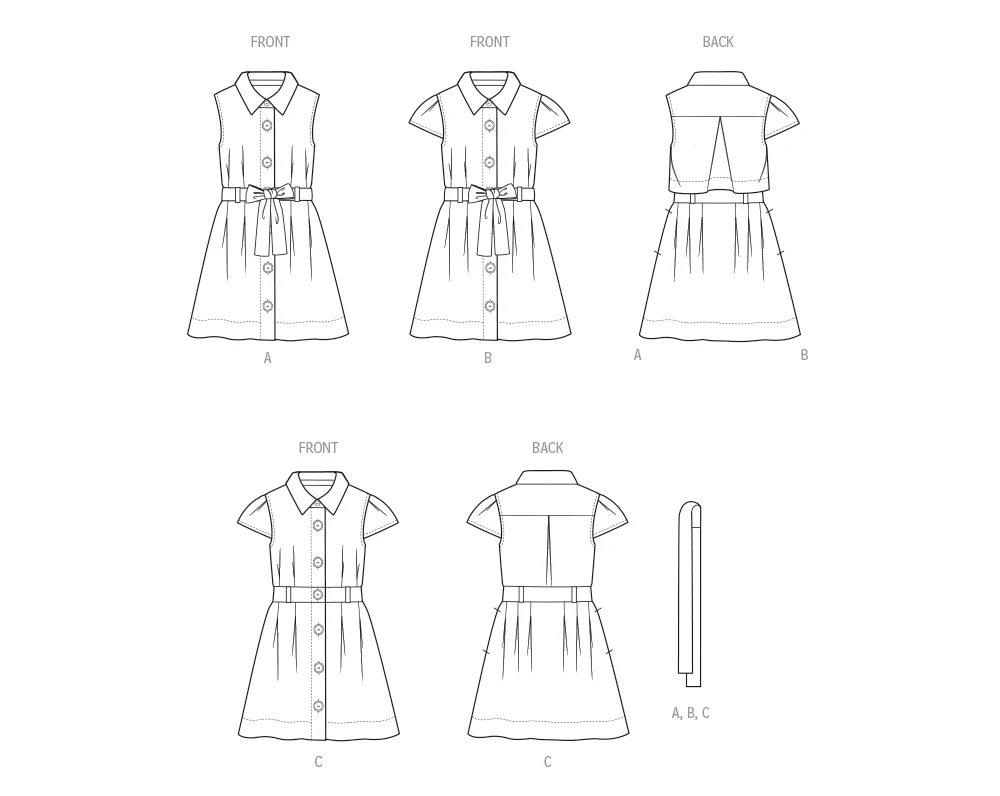 Butterick Children's Dress with Tie Belt B7033 - Image 7