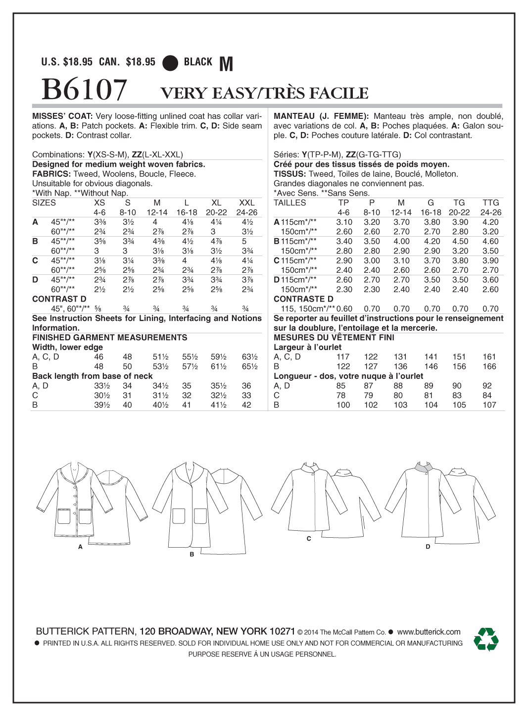 Butterick Coat B6107 - Image 7