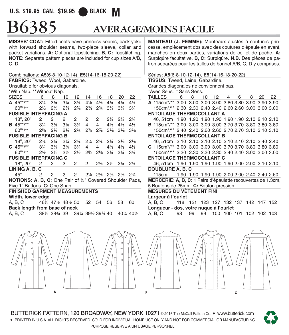Butterick Coat B6385 - Image 8