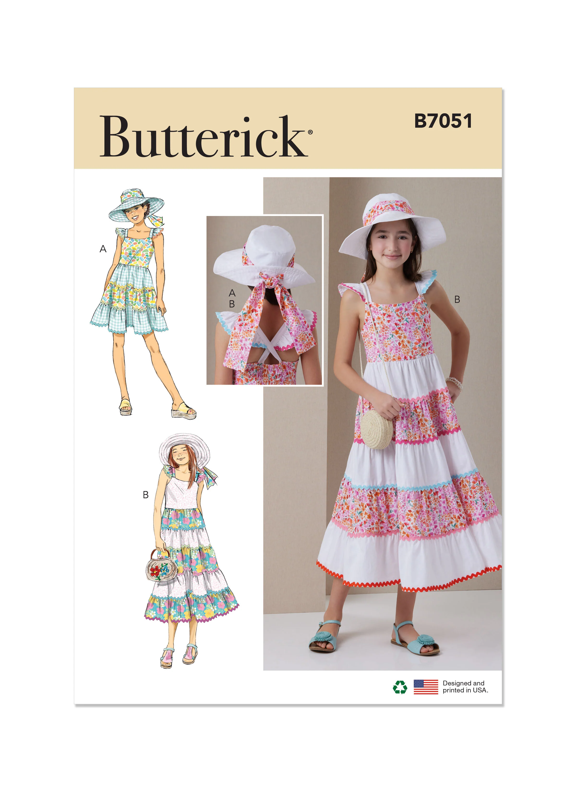 Butterick Girls' Dress and Hat B7051 - Image 2