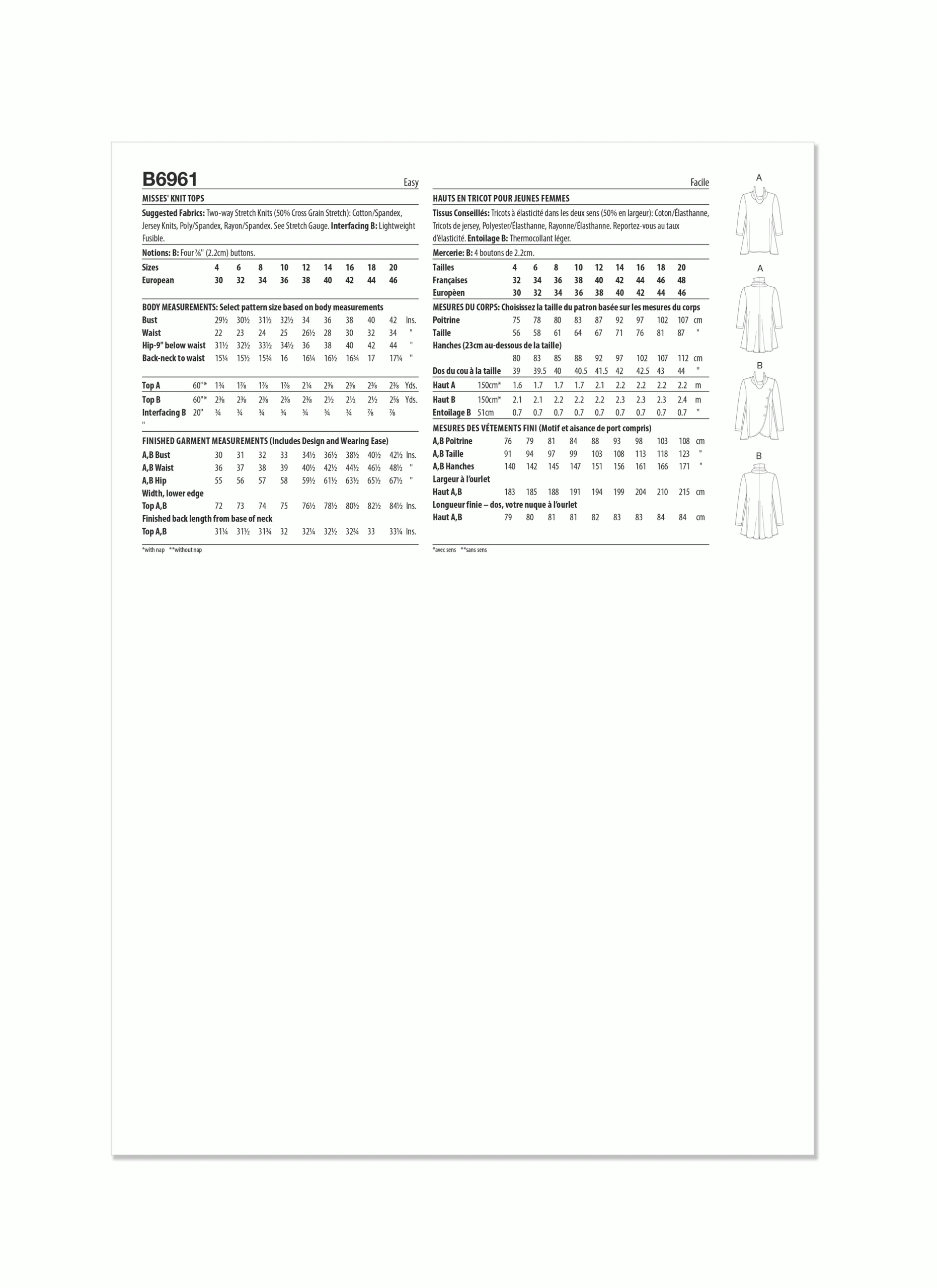 Butterick Knit Tops B6961 - Image 7