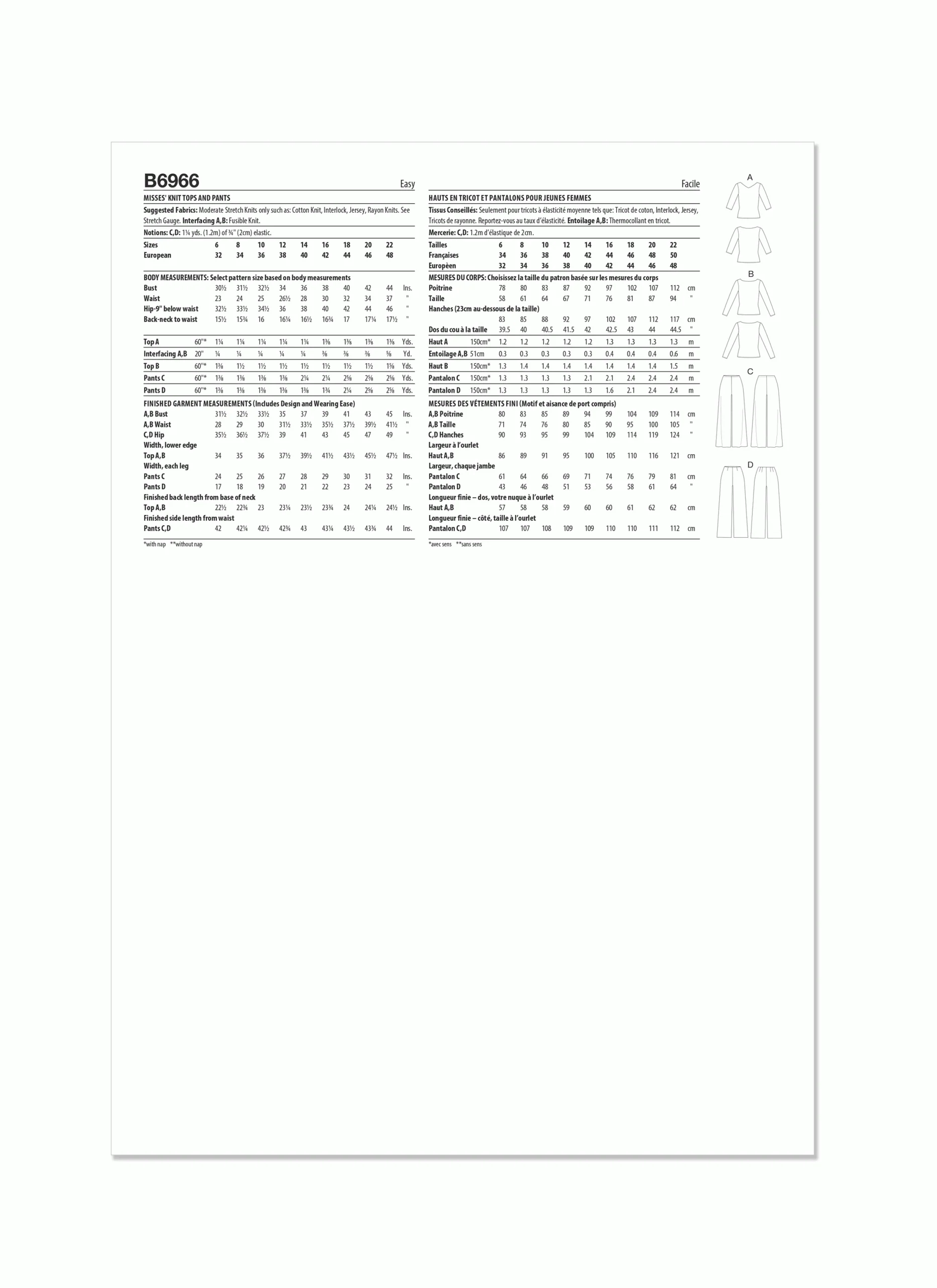 Butterick Knit Tops & Trousers B6966 - Image 9