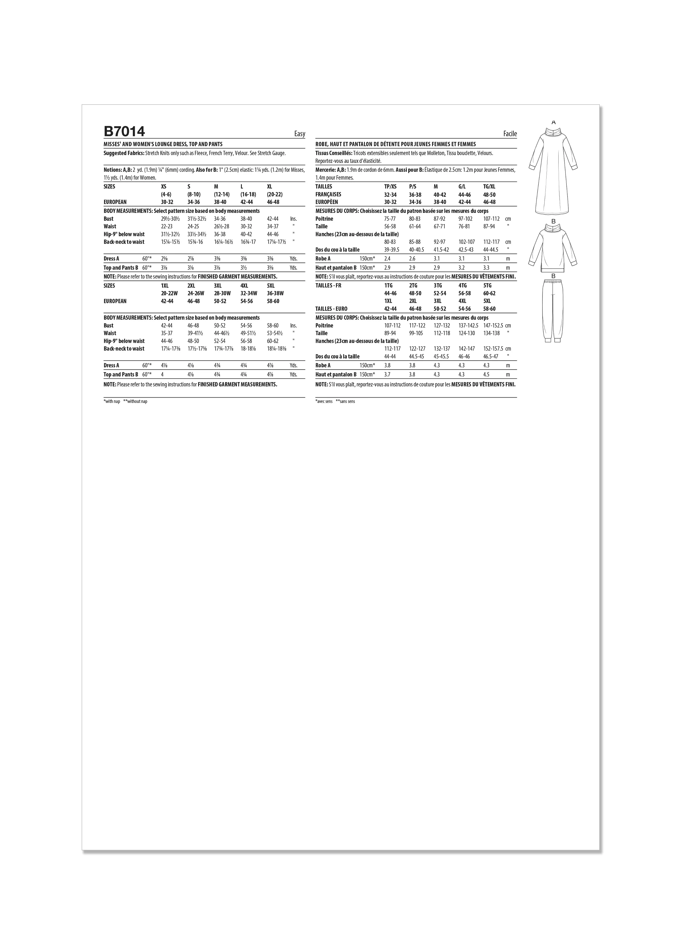Butterick Lounge Top, Trousers & Dress B7014 - Image 8