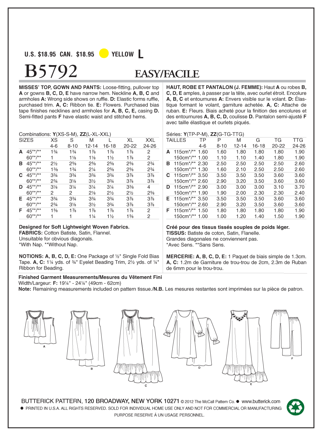 Butterick Nightwear B5792 - Image 8