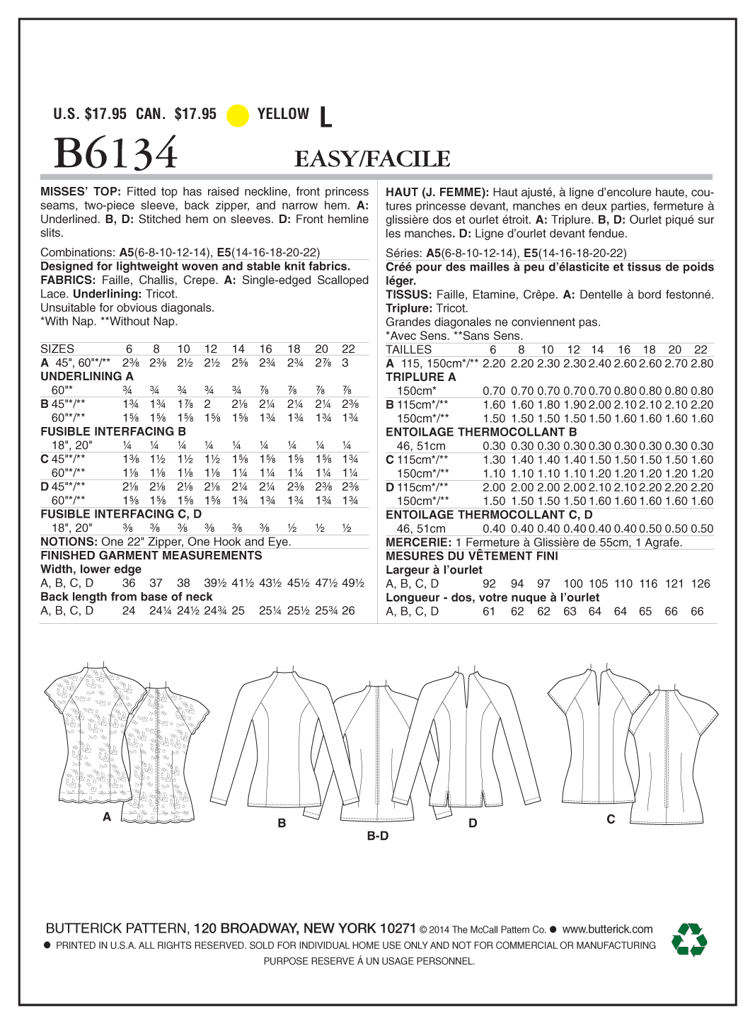 Butterick Top B6134 - Image 7