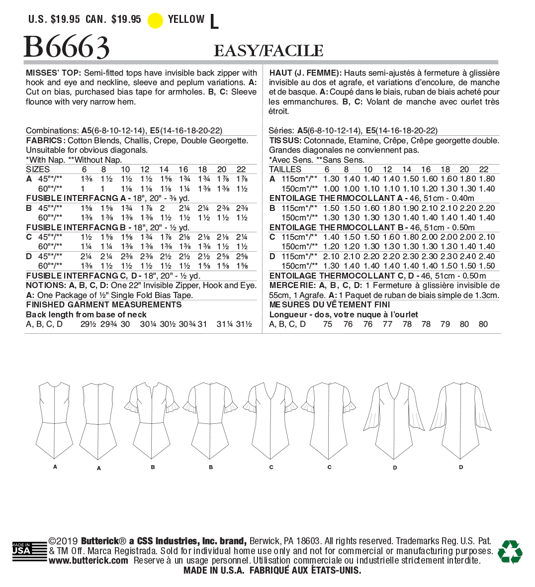Butterick Tops B6663 - Image 9