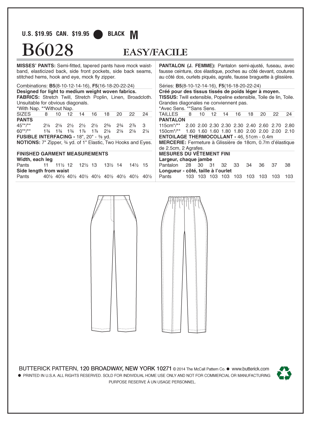 Butterick Trousers B6028 - Image 7