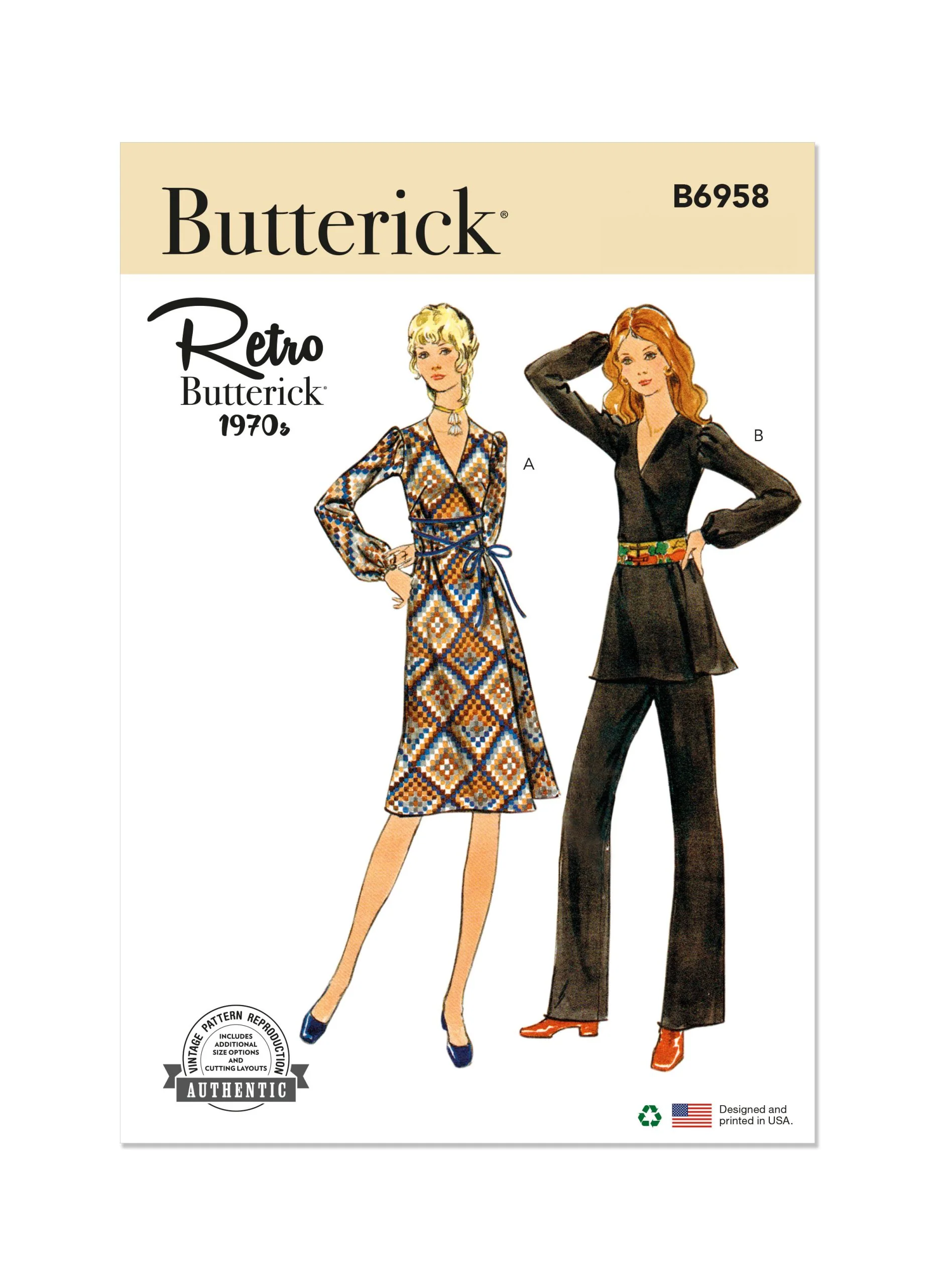 Butterick Vintage Dress, Tunic & Trousers B6958 - Image 2
