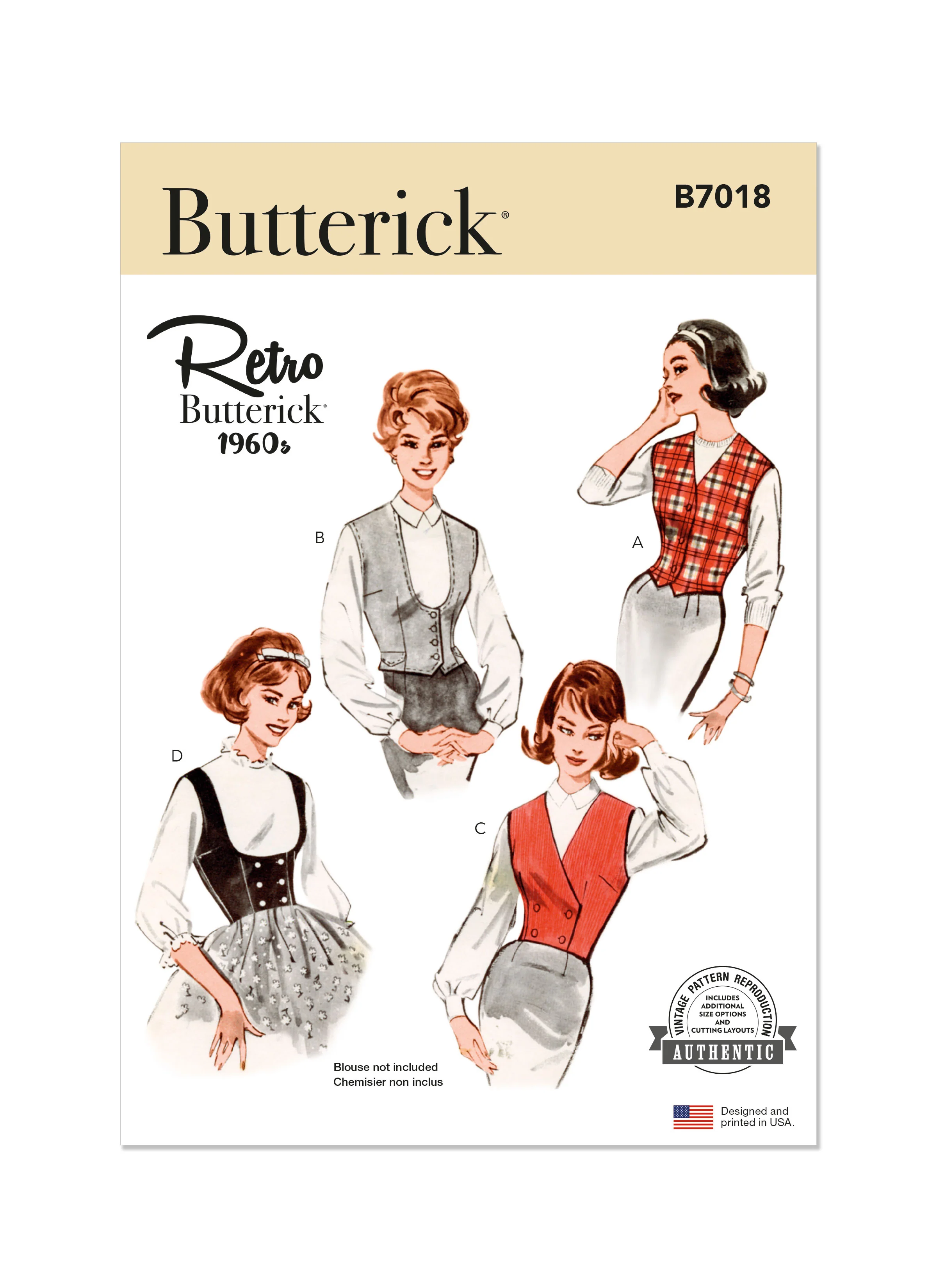 Butterick Vintage Vest or Waistcoats B7018 - Image 2