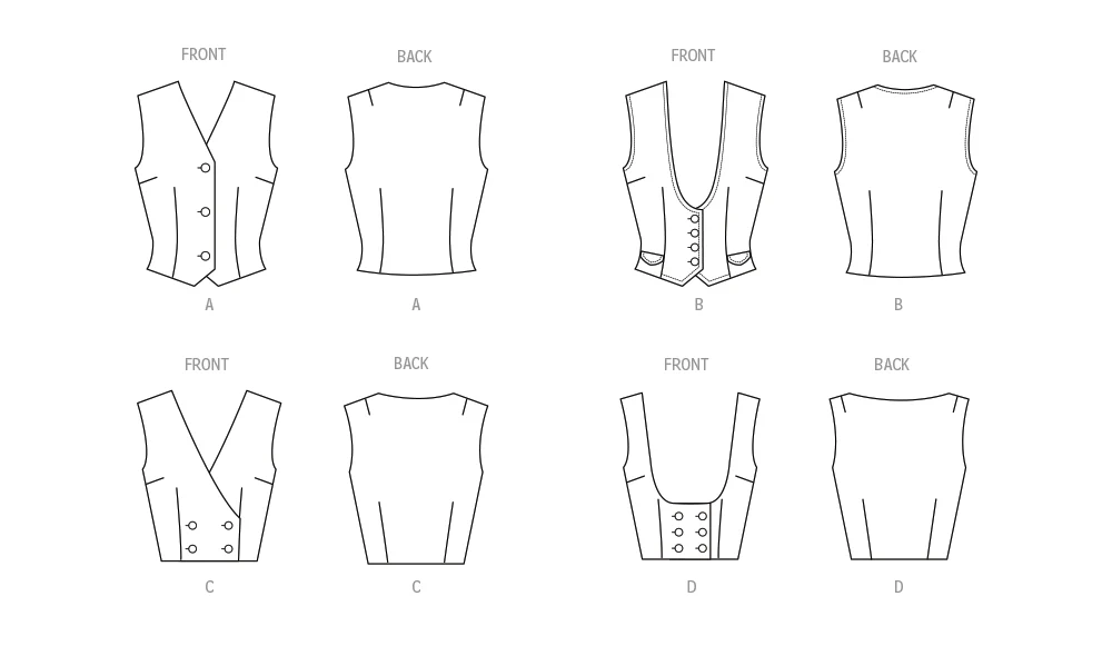 Butterick Vintage Vest or Waistcoats B7018 - Image 6