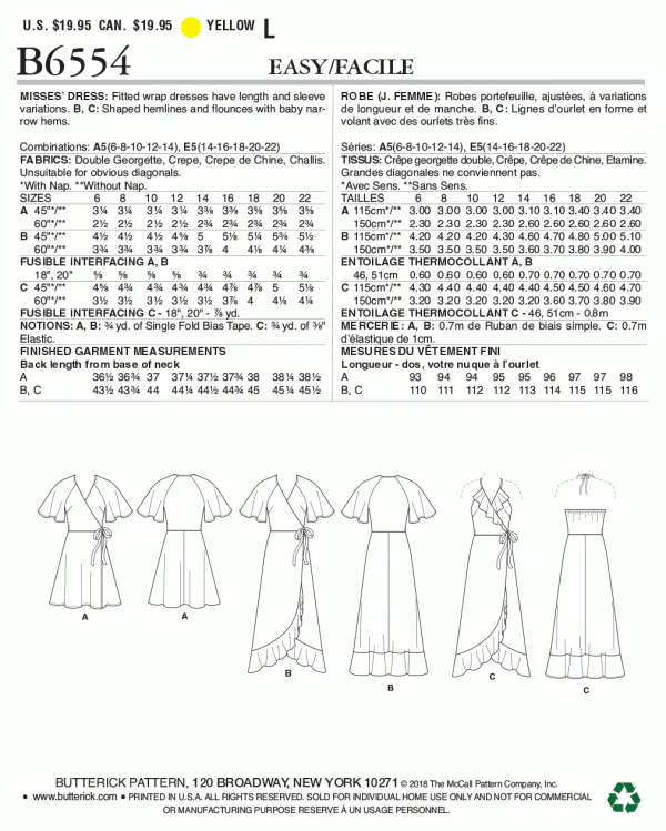 Butterick Wrap Dresses B6554 - Image 8