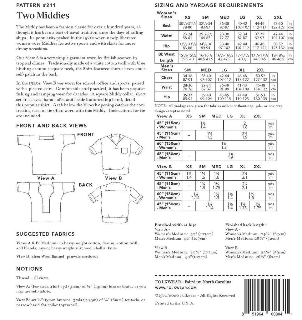Folkwear 211 Unisex Two Middies - Image 15