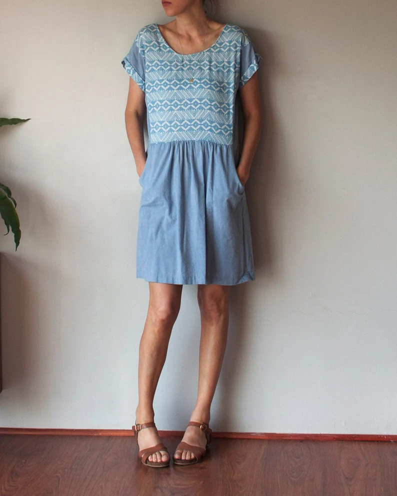French Navy Forsythe Dress - Printed copy shop (+£7.00)