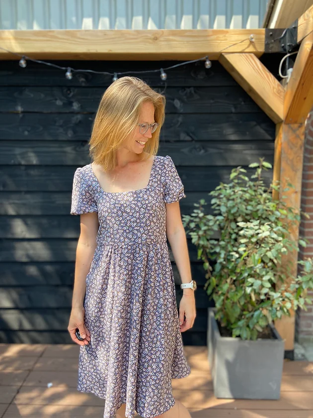 French Navy Goldenrod Dress - Image 4