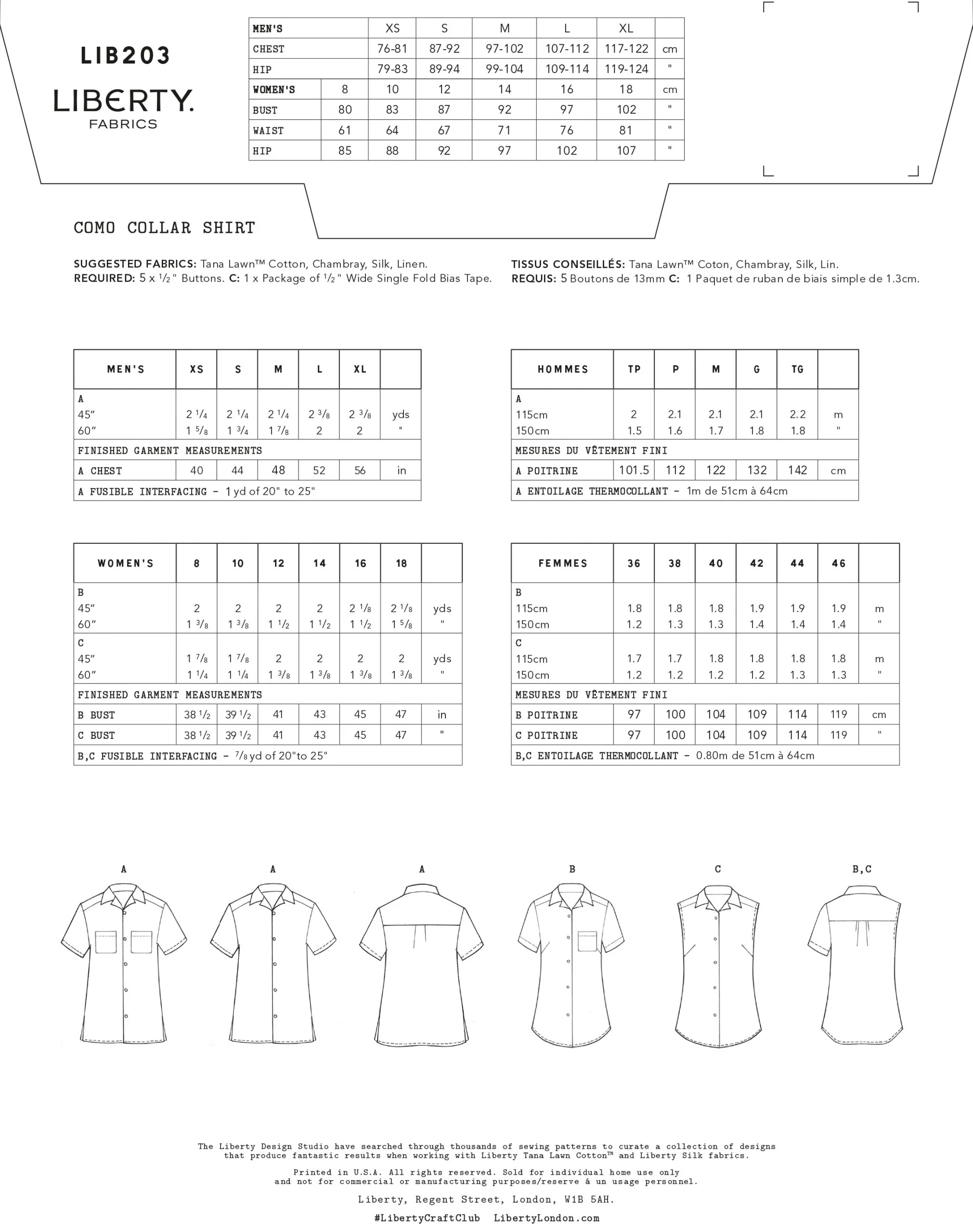 Liberty Sewing Patterns Como Collar Shirt - Image 3